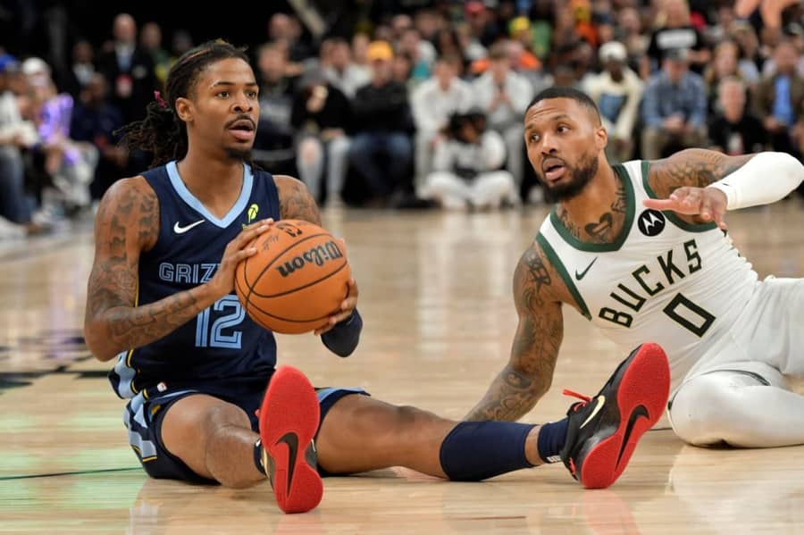 Spreman da bude stariji brat: Lilard i Morant - foto: Guliver/AP Photo/Brandon Dill