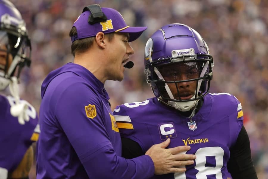 Kevin O'Konel i Džastin Džeferson (Guliver/AP Photo/Bruce Kluckhohn) o'connell; jefferson; vikings