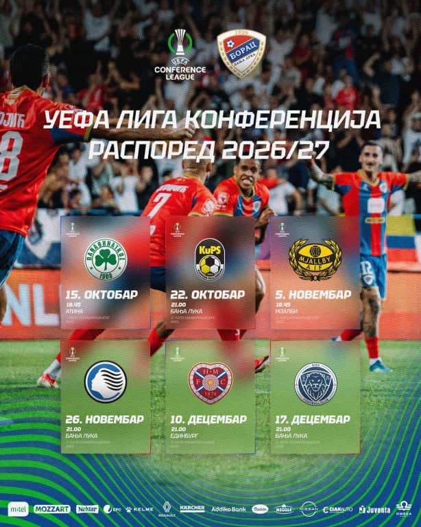 Rivali banjalučkog Borca u Ligi konferencija 2026/27 (Facebook/FK BORAC Banja Luka) borac; conference league