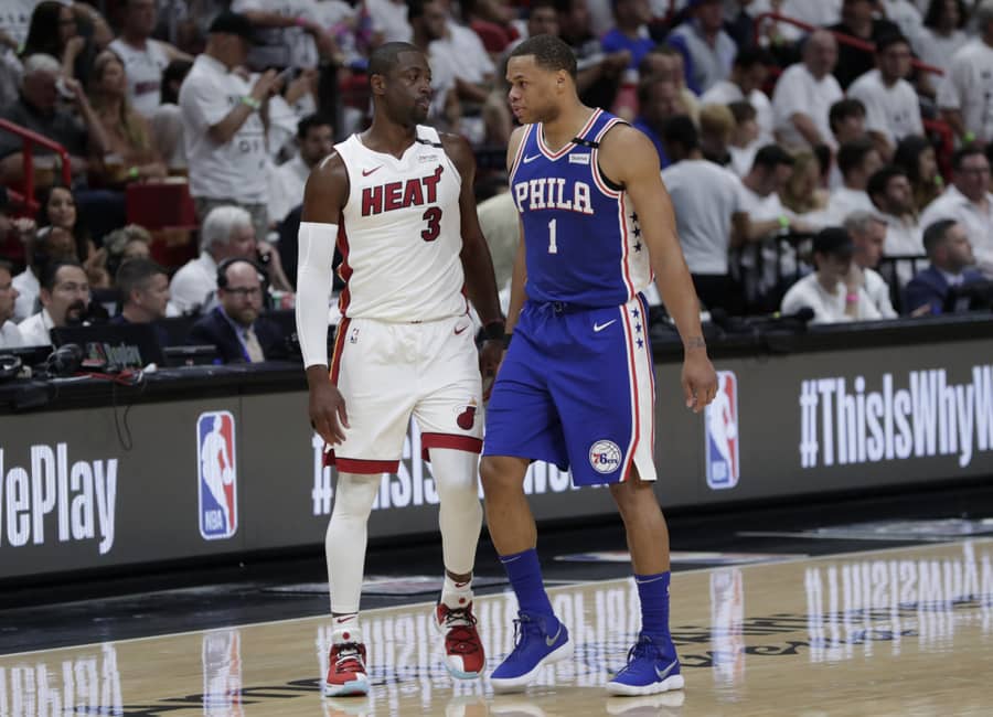 Džastin Anderson u dresu Filadelfije čuva Dvejn Vejda, foto: Guliver/AP Photo/Lynne Sladky