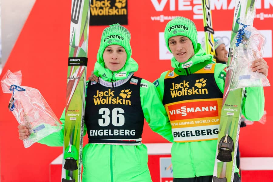 Zajedno na podijumu: Domen i Peter Prevc (Foto: Guliver/Socher xEibner-Pressefoto EP_kso) Zajedno na podijumu: Domen i Peter Prevc