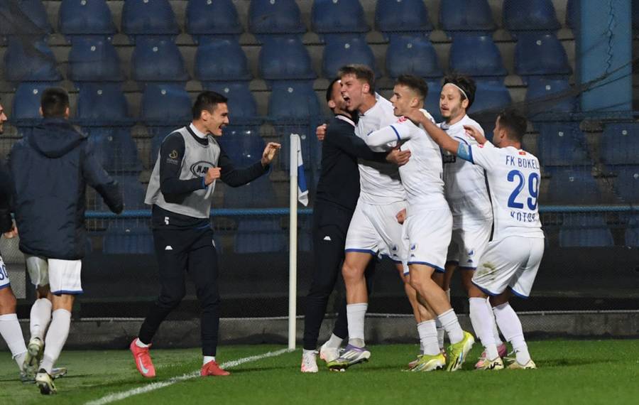 foto: FSCG.me - slavlje nakon gola za pobjedu protiv Budućnosti
