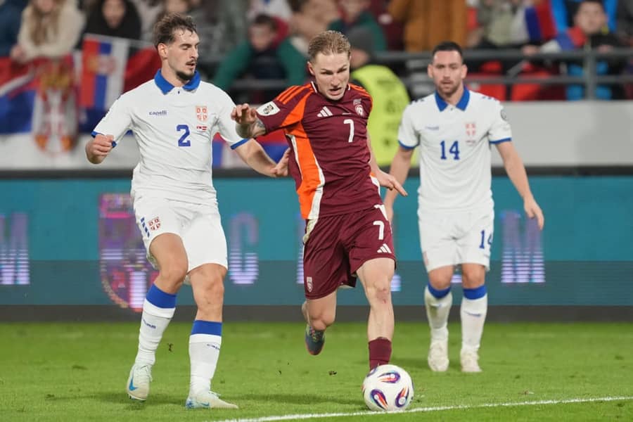 Opcija A, B ili C: Ognjen Mimović u duelu sa selekcijom Letonije (Foto: Guliver/AP Photo/Darko Vojinovic) Opcija A, B ili C: Ognjen Mimović u duelu sa selekcijom Letonije