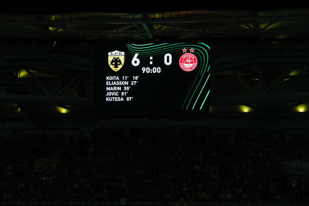 Najubedljivija pobeda sedmice u UEFA takmičenjima: AEK - Aberdin 6:0 (Foto: Guliver/xYannisxHalasx FIL-22388-0065)